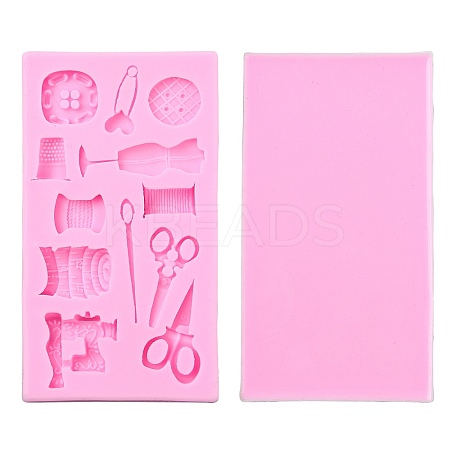 2Pcs Sewing Theme Silicone Chocolate Molds for DIY Baking Making ST-CJ0007-56-1