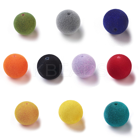 Flocky Acrylic Beads OACR-I001-12mm-L-M-1