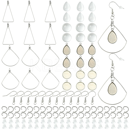 DIY Triangle & Fan 304 Stainless Steel Dangle Earring Making Kits DIY-FS0007-85-1