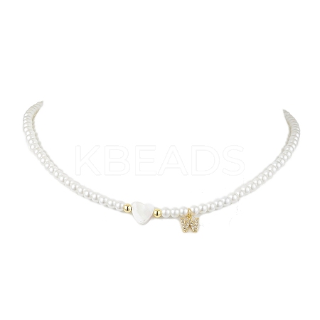Brass Micro Pave Grade AAA Cubic Zirconia Letter Pendant Necklaces NJEW-JN04771-23-1