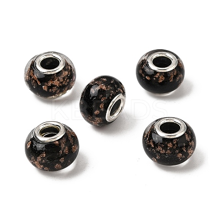 Handmade Lampwork Gold Sand Effect European Large Hole Rondelle Beads LPDL-M013-10-1