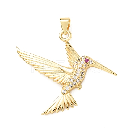 Rack Plating Brass Micro Pave Cubic Zirconia Pendants X-KK-E072-23G-1