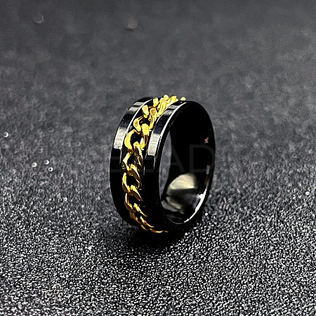 304 Stainless Steel Rotatable Chain Finger Rings for Men FS-WG60CA3-51-1