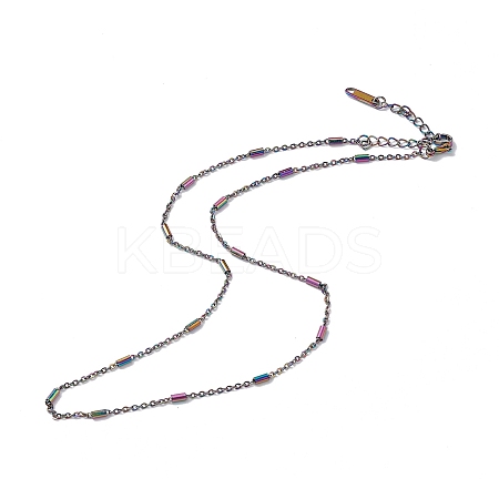 Ion Plating(IP) 304 Stainless Steel Column Link Chain Necklace for Men Women NJEW-K245-019B-1