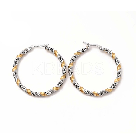 Non-Tarnish 304 Stainless Steel Twist Rope Hoop Earrings for Women LS-EJEW-C011-03P-1