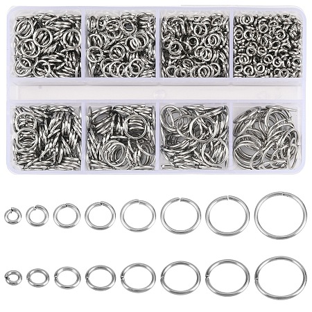 950Pcs 8 Styles PVD Vacuum Plating 304 Stainless Steel Open Jump Rings STAS-YW003-21-1