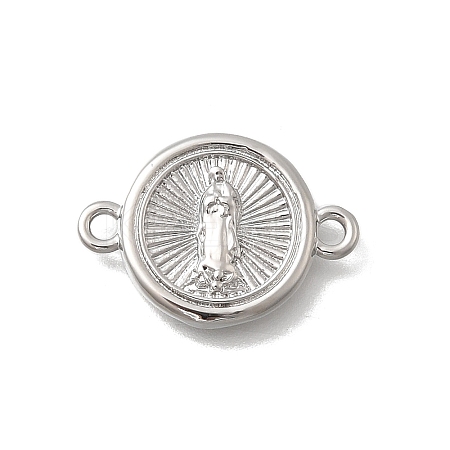 Religion Brass Flat Round with Virgin Connector Charms KK-D431-049P-1