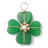 Dyed Natural Malaysia Jade Clover Pendants PALLOY-JF03180-05-1