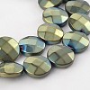 Electroplate Non-magnetic Synthetic Hematite Flat Round Bead Strands G-L368-05C-1