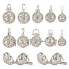 10Pcs 5 Styles Rack Plating Brass Cage Pendants KK-FI0001-10-1