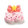 Pig Theme Opaque Resin Cabochons RESI-H154-01F-1