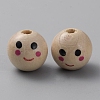 Printed Wood European Beads WOOD-WH0131-07-1