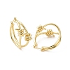 Brass Thorns Beaded Hoop Earrings for Women EJEW-F303-09G-2