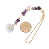 Round Glass & Natural Amethyst Chips Hanging Suncatchers HJEW-JM04209-02-3