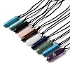 Natural & Synthetic Mixed Gemstone Faceted Bullet Pendant Waxed Cord Necklaces NJEW-Q030-01A-2