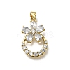 Brass Micro Pave Cubic Zirconia Pendants KK-C090-21G-1