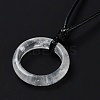 Natural Quartz Crystal Ring Pendant Necklace with Waxed Cords NJEW-R262-01A-05-4