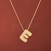Brass Micro Pave Clear Cubic Zirconia Initial Pendant Necklaces for Women FS-WGDC51D-05-1