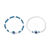 2Pcs 2 Styles Evil Eye Glass Beads Stretch Bracelets & Glass Seed Beads Stretch Bracelets for Women BJEW-JB11895-3