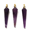 Natural Amethyst Pointed Pendants G-D089-01G-05-1