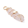 2Pcs 2 Styles Natural Amethyst/Green Aventurine/Rose Quartz/Lapis Lazuli/Quartz Crystal Double Terminated Pointed Pendants PALLOY-JF03122-5