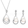 Teardrop Alloy Crystal Rhinestone Stud Dangle Earrings & Pendant Necklaces Sets WGE0910-02-2