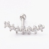 Brass Micro Pave Clear Cubic Zirconia Barbell Cartilage Earrings X-AJEW-P017-09P-1