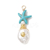 Dyed Synthetic Turquoise & ABS Plastic Imitation Pearl Pendants PALLOY-JF04856-3
