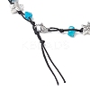 Beach Starfish Turtle Synthetic Turquoise & Natural Cowrie Shell Beaded Anklets AJEW-AN00687-01-3