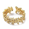 Brass Micro Pave Clear Cubic Zirconia Open Cuff Rings for Women LS-RJEW-G296-02G-2