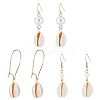 3 Pairs 3 Style Narural Shell Dangle Earrings EJEW-AN0001-70-1