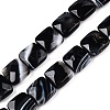 Dyed & Heated Natural Black Banded Agate/Striped Agate Beads Strands G-T138-170-4