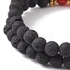 2Pcs 2 Style Synthetic Lava Rock & Natural Red Agate Carnelian(Dyed & Heated) & Tiger Eye Beaded Stretch Bracelets Set BJEW-JB08698-6