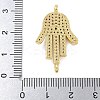 Rack Plating Brass Micro Pave Clear Cubic Zirconia Palm Connector Charms KK-A234-049G-3