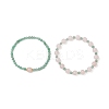 2Pcs Natural Green Aventurine & Rose Quartz Round Beaded Stretch Bracelets for Women BJEW-JB11926-2