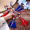 4Pcs 2 Style Independence Day Theme Wooden Ring & Woolen Yarn Tassels Pendant Decorations HJEW-CF0001-20-5