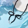 Bowknot 304 Stainless Steel Necklaces NJEW-JN04670-02-4
