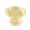 Rack Plating Cross Brass Micro Pave Clear Cubic Zirconia Cuff Finger Rings for Women RJEW-C103-14G-2