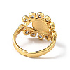 Lampwork Evil Eye Open Cuff Ring with Clear Cubic Zirconia RJEW-L104-03G-03-3