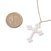 Cross Fleury Acrylic Imitation Pearl Pendant Necklaces NJEW-JN04985-3