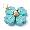Synthetic Turquoise Clover Pendants PALLOY-JF03180-03-3