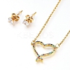 Brass Cubic Zirconia Pendant Necklaces & Stud Earrings Jeweley Sets SJEW-L154-12-2