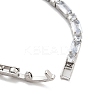 Brass Pave Clear Cubic Zirconia Rectangle & Flat Round Link Bracelets BJEW-B094-02A-4