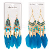 2 Pairs 2 Styles Feather Dangle Earrings EJEW-TA0001-48A-1