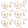 6 Pairs 3 Style Shell & Starfish Steel Asymmetrical Earrings with ABS Imitation Pearl Beaded EJEW-PH0001-15-2