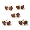 Natural Amethyst Flat Round Stud Earrings EJEW-A099-02G-1