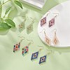 Natural Mixed Gemstone Beaded Rhombus Dangle Earrings EJEW-JE05264-2