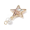 4Pcs 4 Styles Brass Enamel Imitation Abalone Shell Pendants PALLOY-JF04291-5