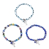 3Pcs 3 Colors Cross 304 Stainless Steel Charm Bracelets BJEW-JB12262-2