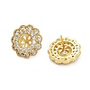 Flower Brass Micro Pave Clear Cubic Zirconia Stud Earring Findings KK-D102-07G-2